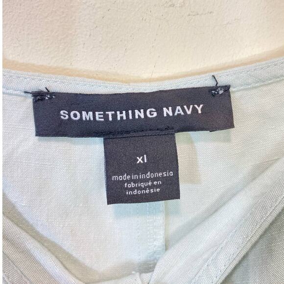 Something Navy Light Blue Linen Blend Maxi  Summer Staple Dress Button Up 1X - Picture 2 of 9